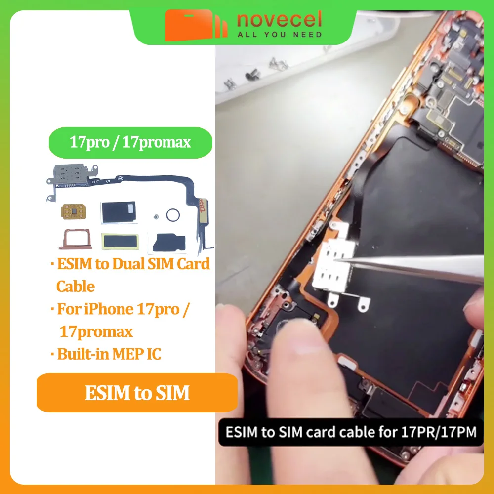 US Version Esim to Dual Sim Card Flex Cable for iPhone 17Pro 17 Pro Max Built-in MEP Snow IC Integration Solution Repair Parts