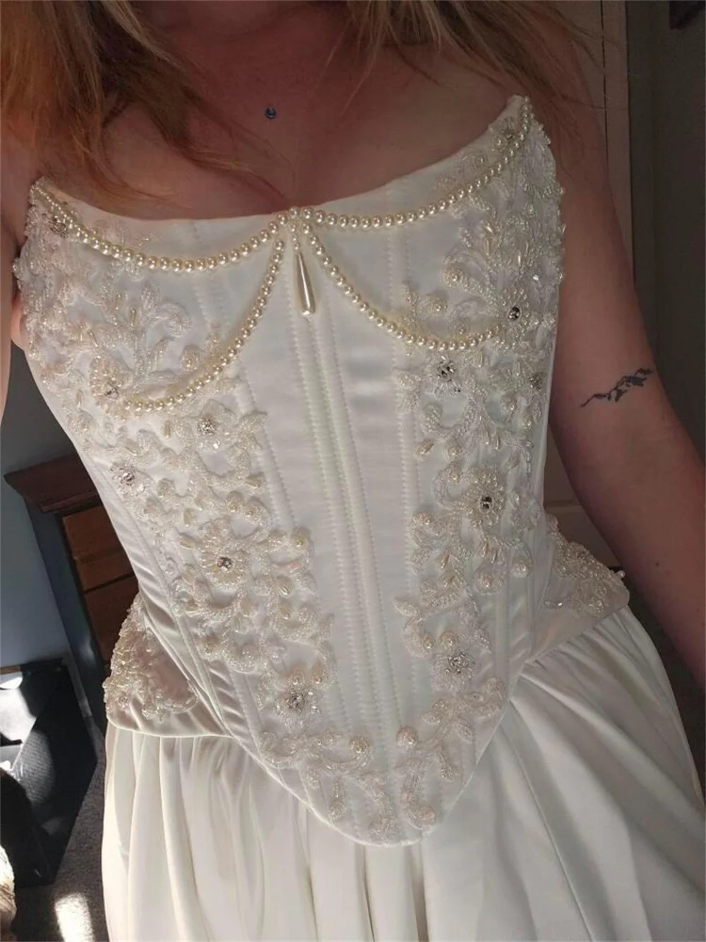 Kyoto Customized Ivory Appliques With Pearls Wedding Dress Side Slit A-line vestidos de noiva Floor-length Evening Dresses 2025