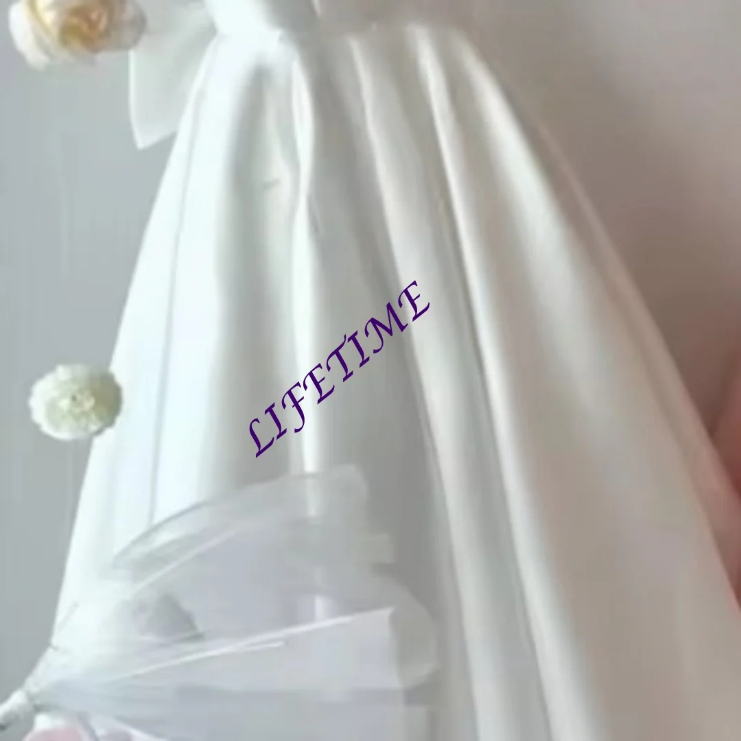 Prosta satynowa sukienka dla dziewczynki do sypania kwiatków, na ramiączkach spaghetti, do ziemi, z rękawami, urocze sukienki dla dziewczynek na Pierwszą Komunię Świętą, urodziny i przyjęcia.