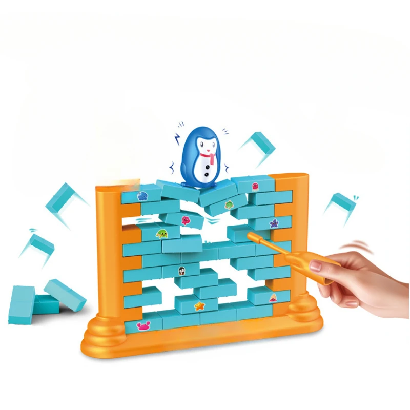 Saving Penguin Children\'s Puzzle Toys: Two Person Wall Building and Pushing Wall Parent-child Interactive Fun Board Game Toys