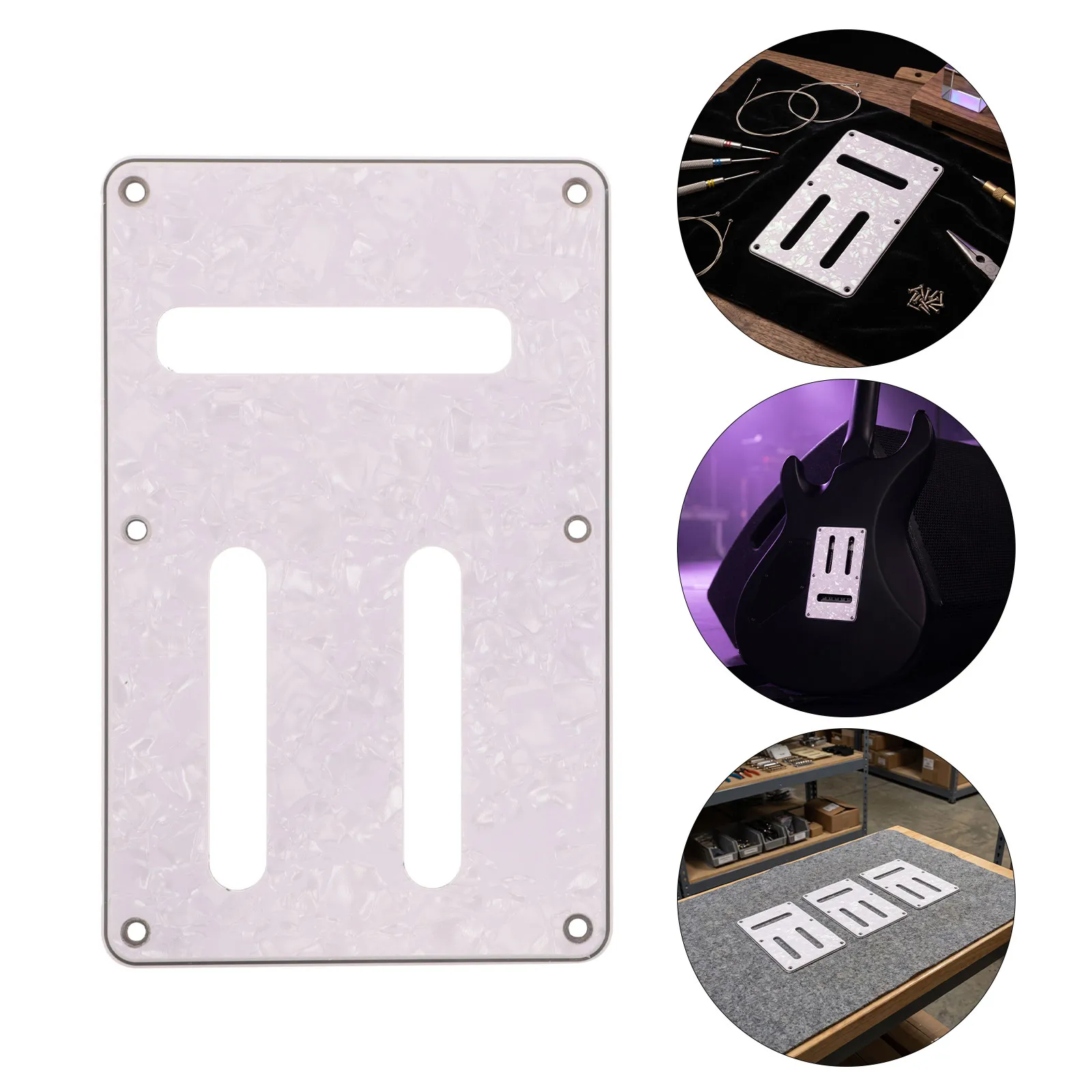 3Pcs Guitar Back Plate Replacement White Electric Guitar Rear Control Plate 5.59x3.54 Plastic Rear Wiring Cover Screw Mount