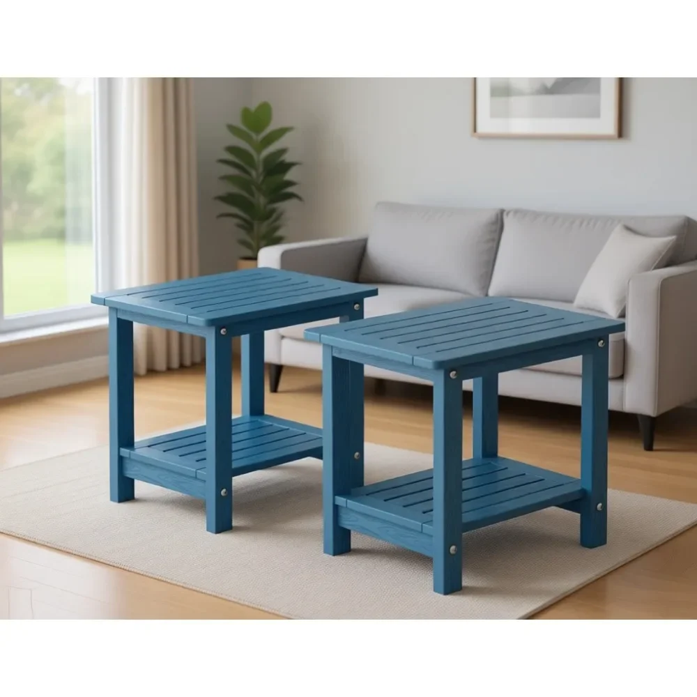 Weather Resistant HIPS Side Table Set, Navy Blue, 16
