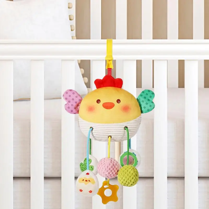 

Baby Stroller Toys Baby Stroller Car Seat Pull String Toy Cute Soft Hand Bell Puppet With Ring Teether Activity Sensory Games