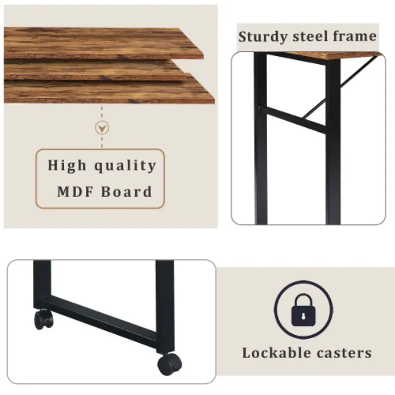 Home Office Computer Desk L-Shaped Corner Table, Rotating Computer Table with 5-Tier Bookshelf, Four Installation Methods, Locka