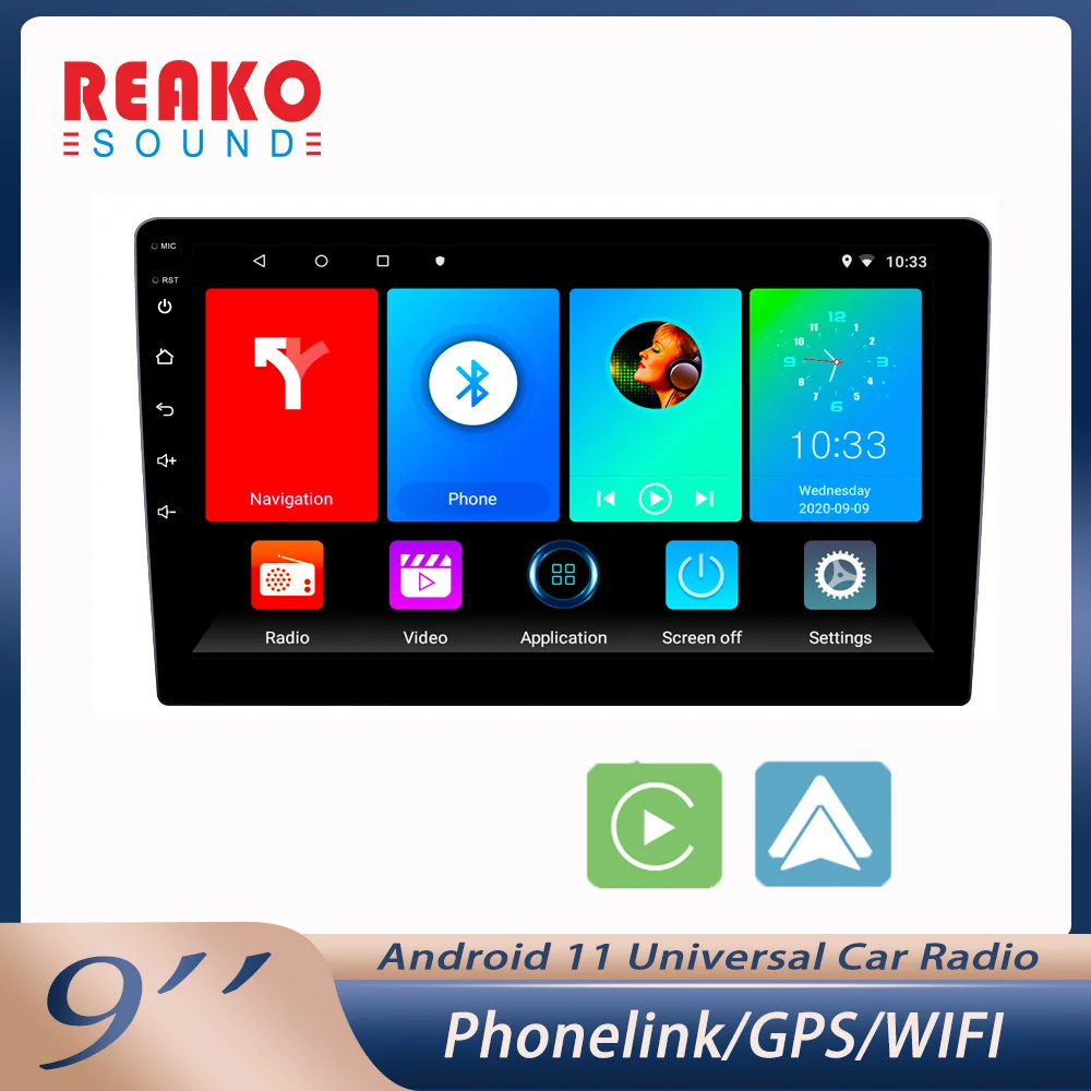 

REAKOSOUND Andriod 11 2Din 9'' Car Player GPS Navigation Bluetooth Car Audio Wifi USB FM MirrorLink HD Car Audio Radio