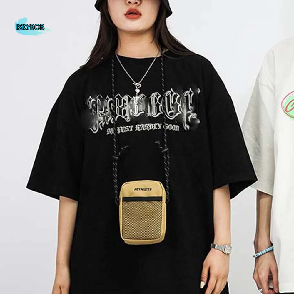 

Oxford Cloth Men's Shoulder Bag Label Hollow Out Waist Pack with Carabiner Adjustable Strap Waterproof Mini Square Bag Daily