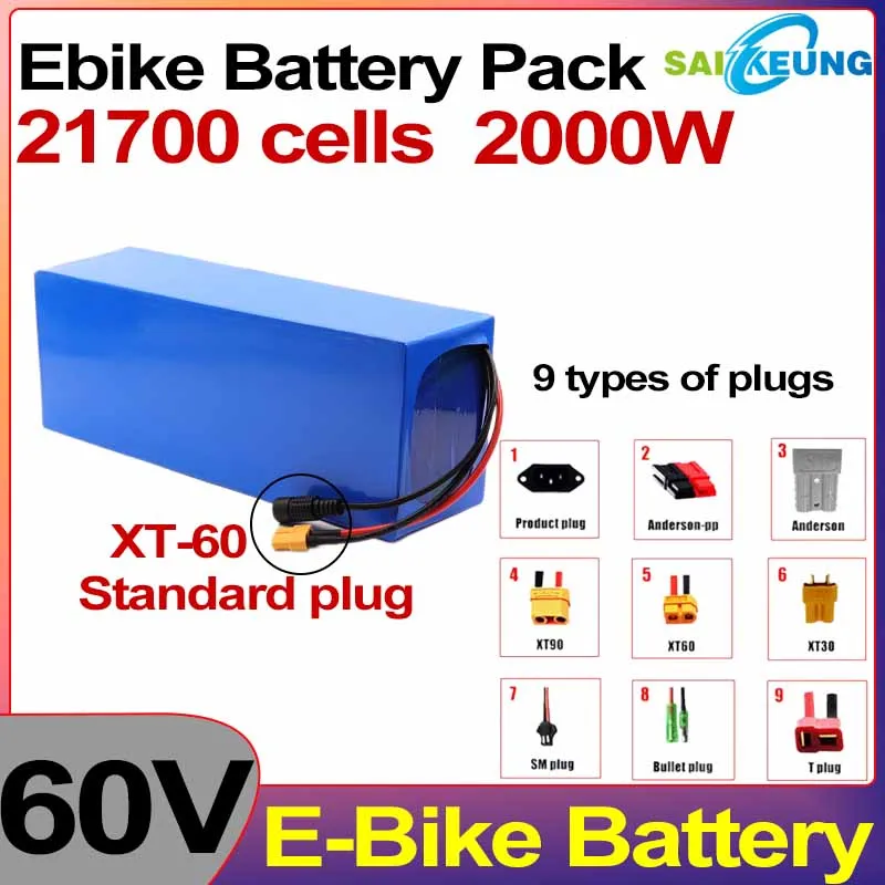 Ebike Batteries 60V15ah 20ah 25ah 35ah 30ah 45ah 50ah 3000W Electric Bicycle kit Li-Battery 40ah 350-2000W Scooter Ebike Battery