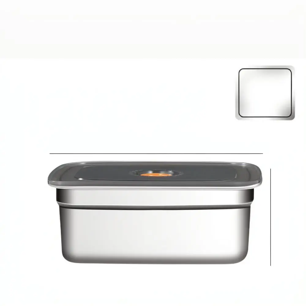 Kitchen Food Organizer Stainless Steel Container With Lid Rectangular Tray For Fridge Meat Vegetable Preservation