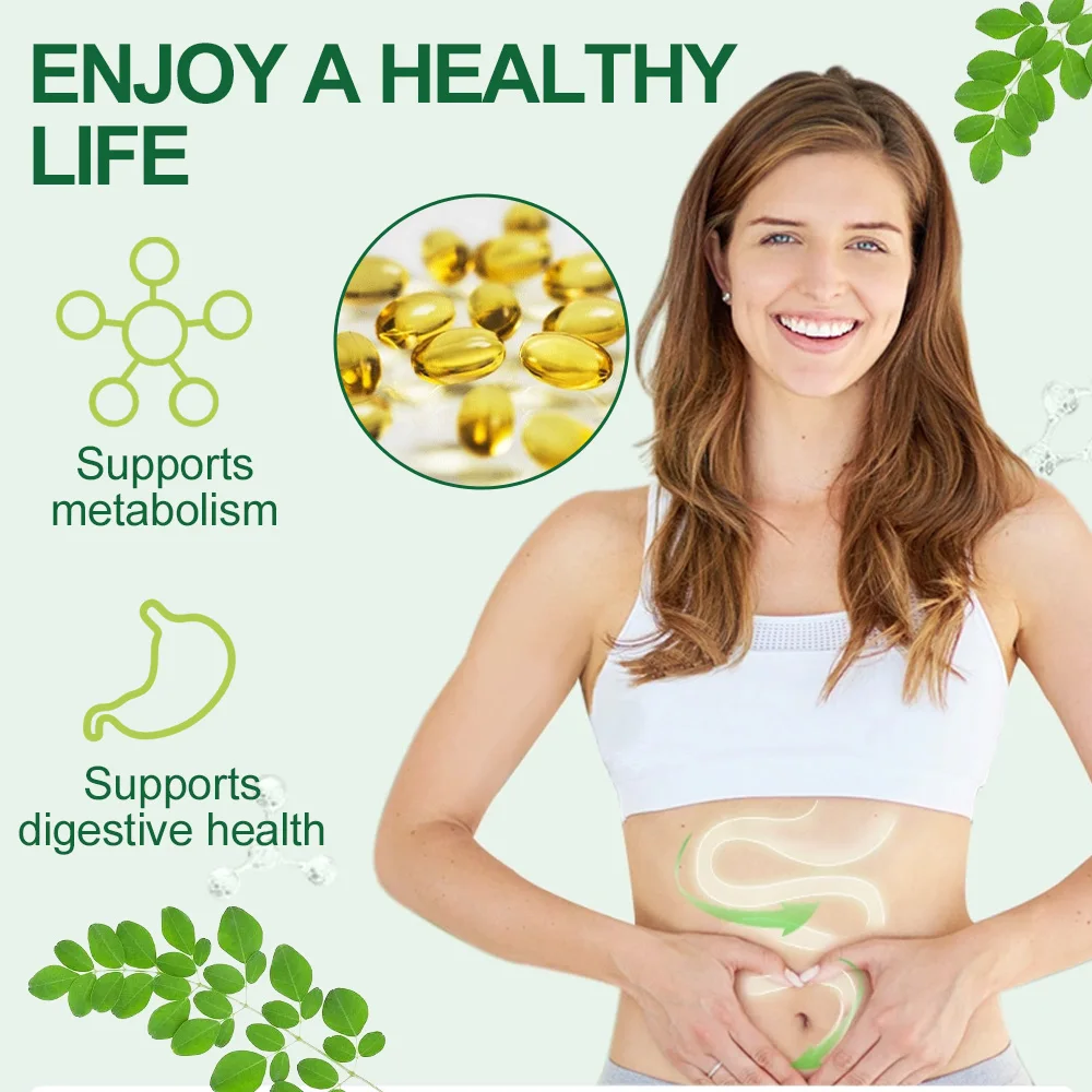 Moringa Capsules 1000mg - for Immune System, Energy & Metabolism, Antioxidant, Promotes Digestive and Brain Health