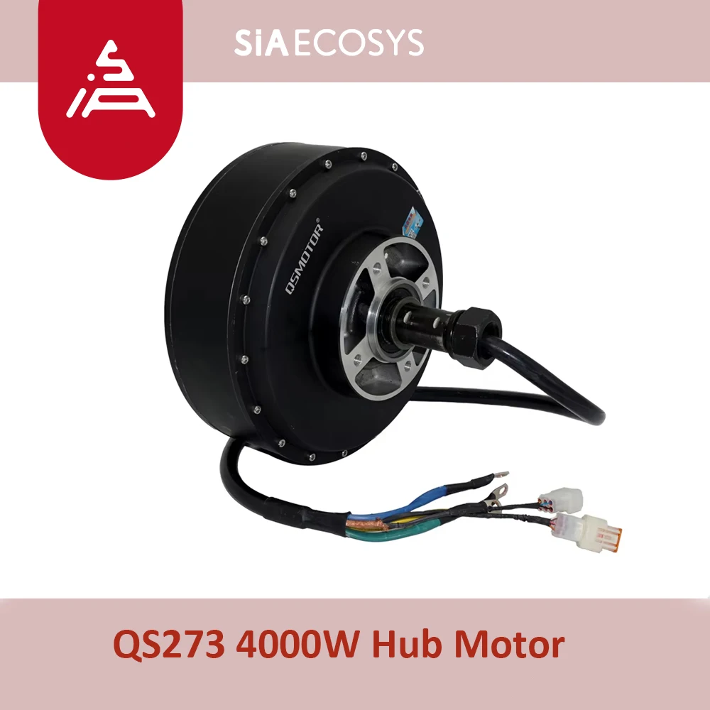 QSMOTOR QS273 40H V3 4000W 72V Single Shaft Hub Motor 293N·m 80km/h for EV Car Conversion Kit