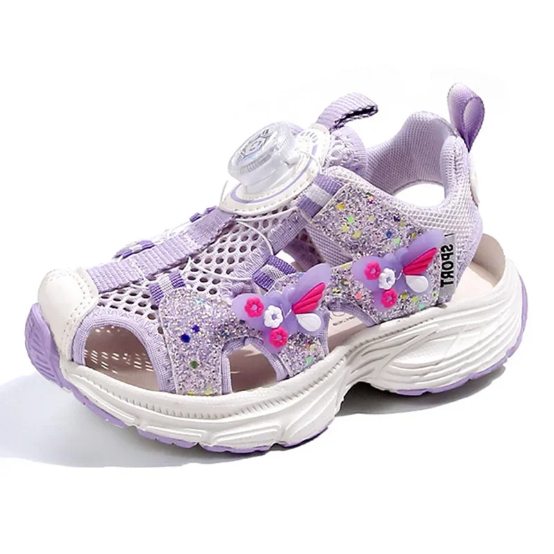 

2024 Summer Children's Sports Sandals Anti Slip Girls' Princess Shoes Mesh Breathable Sandals Kids' Casual Beach Shoes