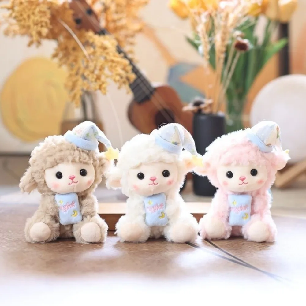 Cute Sheep Plush Keychain Cartoon Soft Cartoon Animal Stuffed Doll Dressed Lamb 13cm Size Lamb Bag Charm