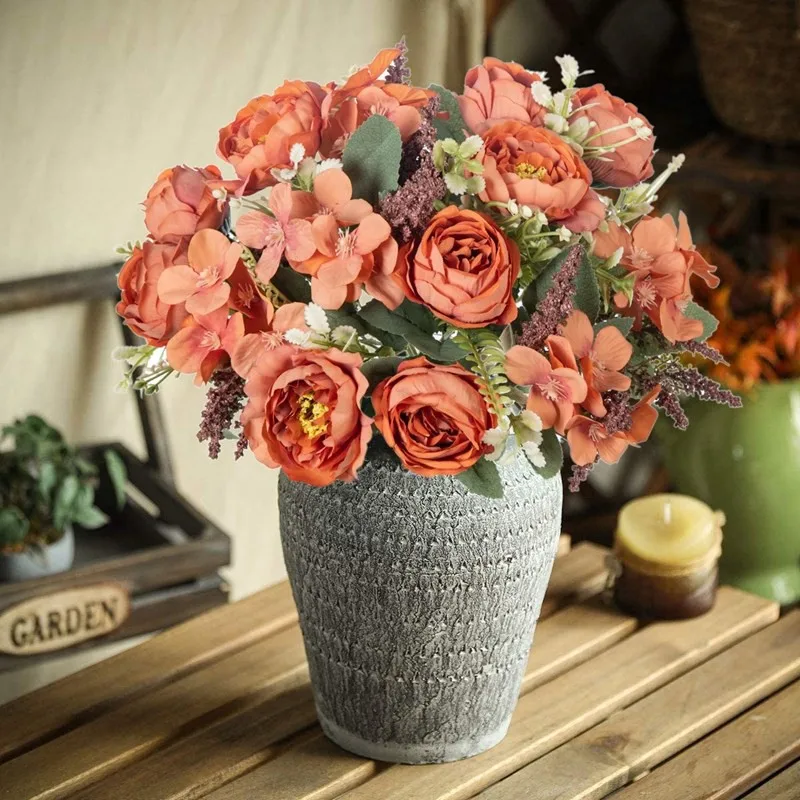 Künstliche Blumen, weiße Seiden-Hortensien, Pfingstrosen, Hochzeits-Party-Bundle, Festival, Heim, Zimmer, Tisch, Vase, Dekoration, Outdoor, Hof, DIY-Geschenk – Detail 13