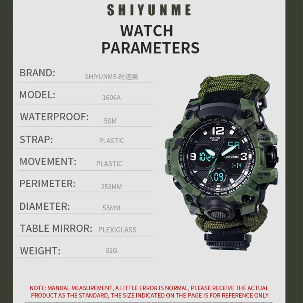 SHIYUNME G Style Men Sports Watches Outdoor Camping Compass Thermometer Waterproof LED Digital Watch Man Military Wrist Watch