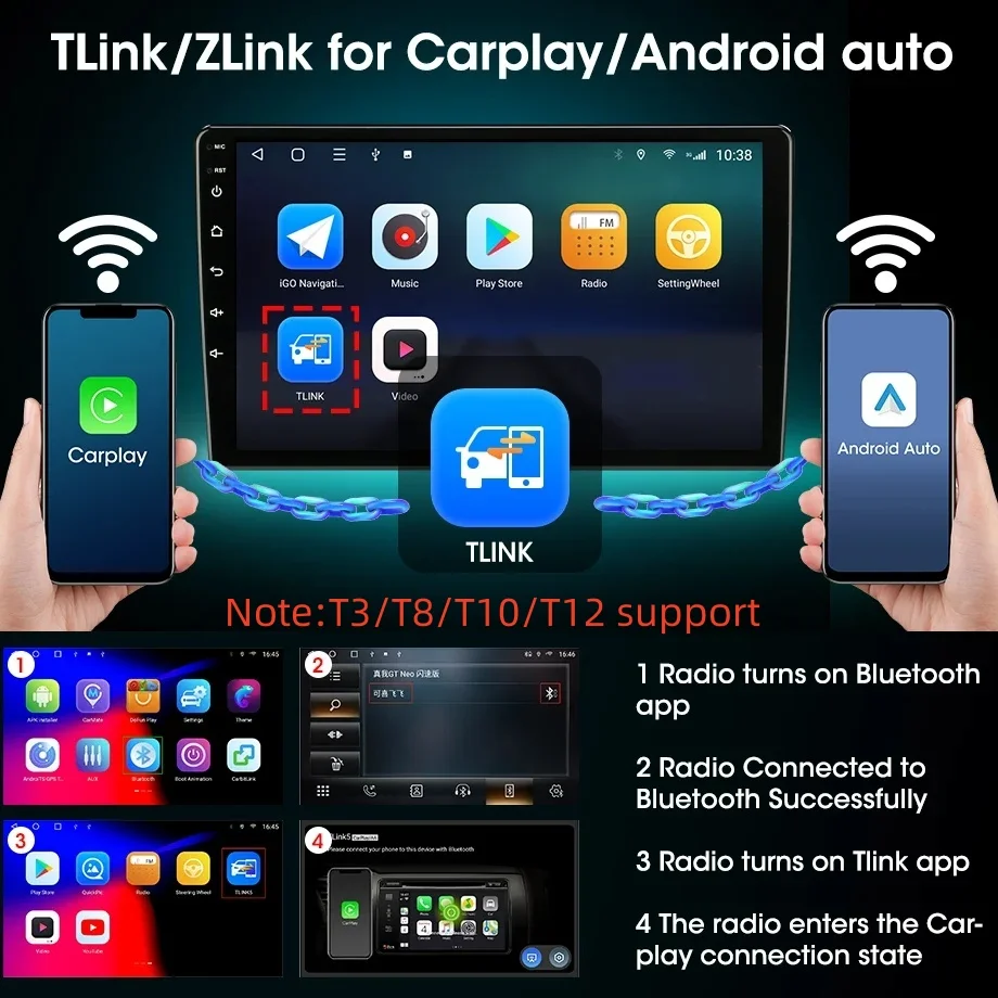 Autoradio Android per Ford New Transit 2009-2019 Lettore multimediale Carplay wireless Schermo da 9 pollici Navigazione autoradio stereo 2Din