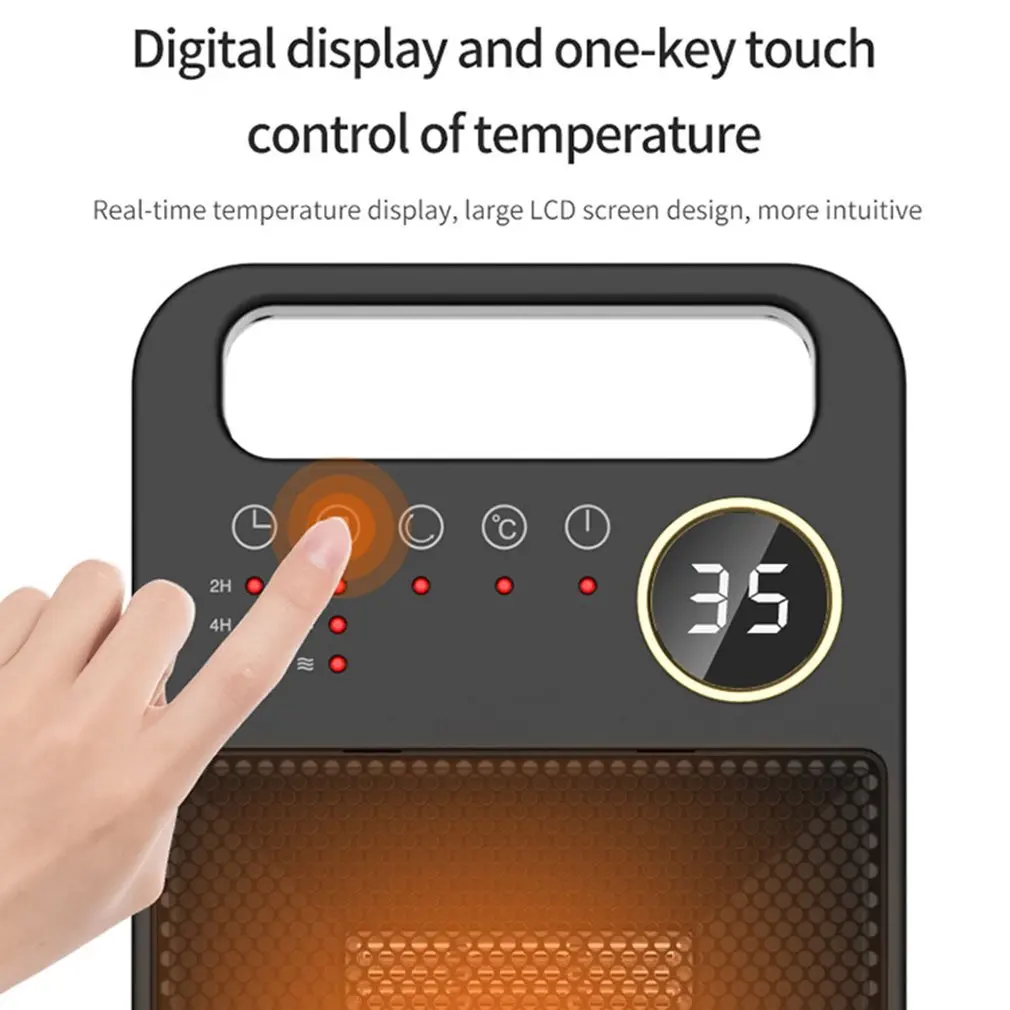 LED Electric Heater Household Portable 3 gear Adjustable Electric Heater Air Circulation Tower Fan Slience Heating Air Cooler EU
