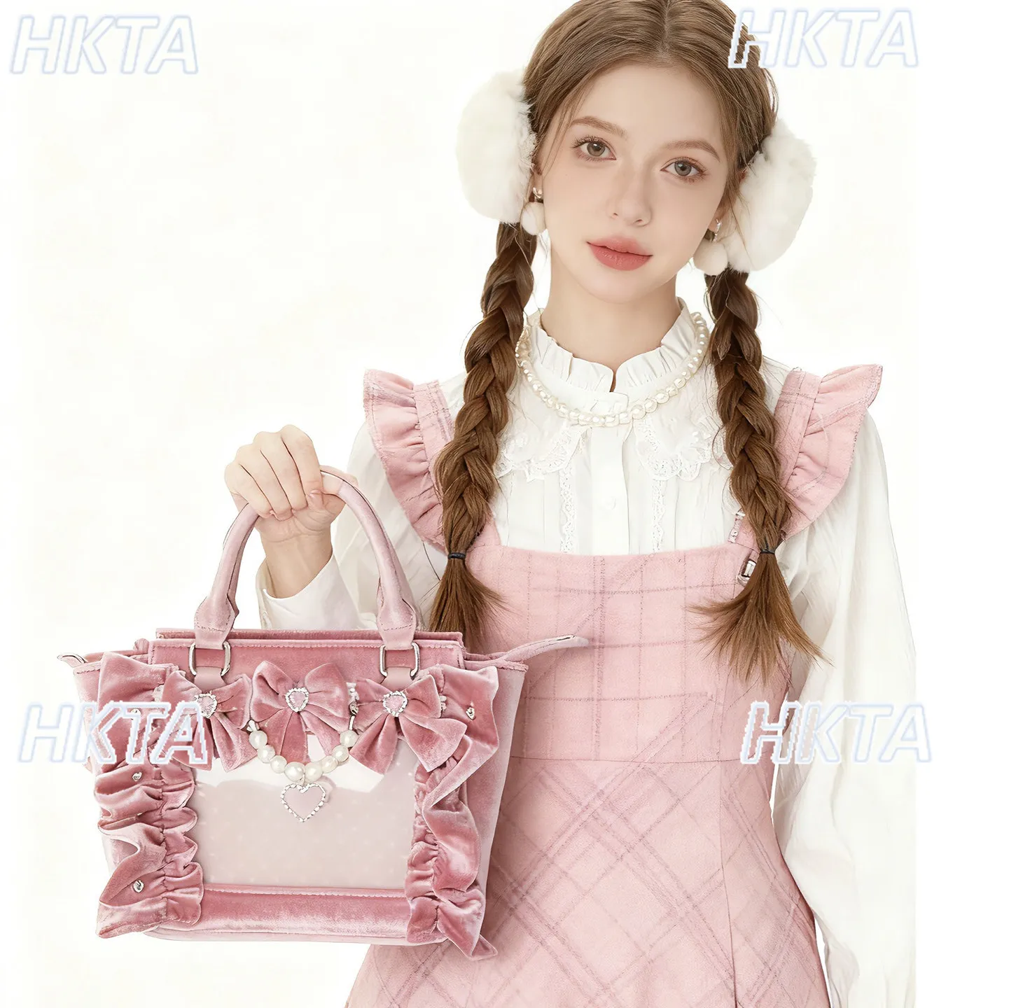 

Stylish Elegant Velvet Pearl Bow Rhinestone Pleated Pain Bag Winter New Gorgeous Sweet Lace Handheld Baby Bags Backpacks Women