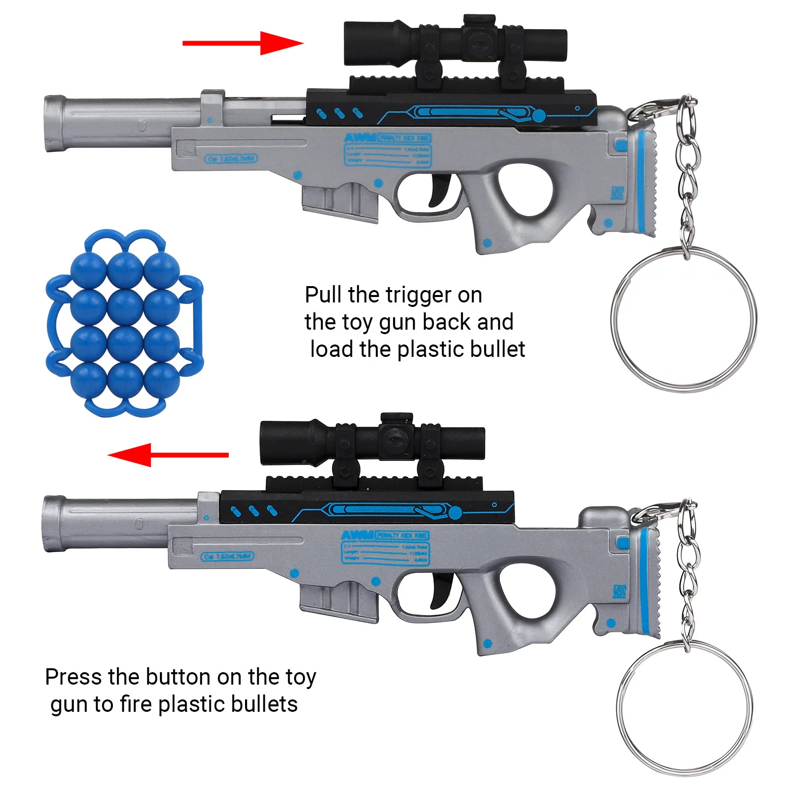Toy Gun Assault Rifle Keychain Pendant Toy Mini Plastic Keychain Gift Small Pendant Decoration