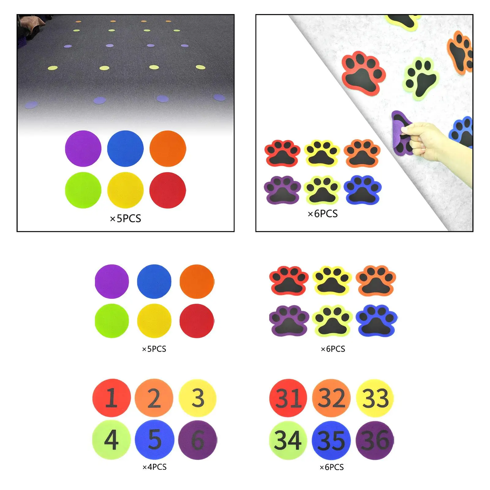 3xSpot Markers Classroom Sport Carpet Markers Spot Marker Sticker Floor Markers for Playround, Gaming, Kindergarten, Teacher