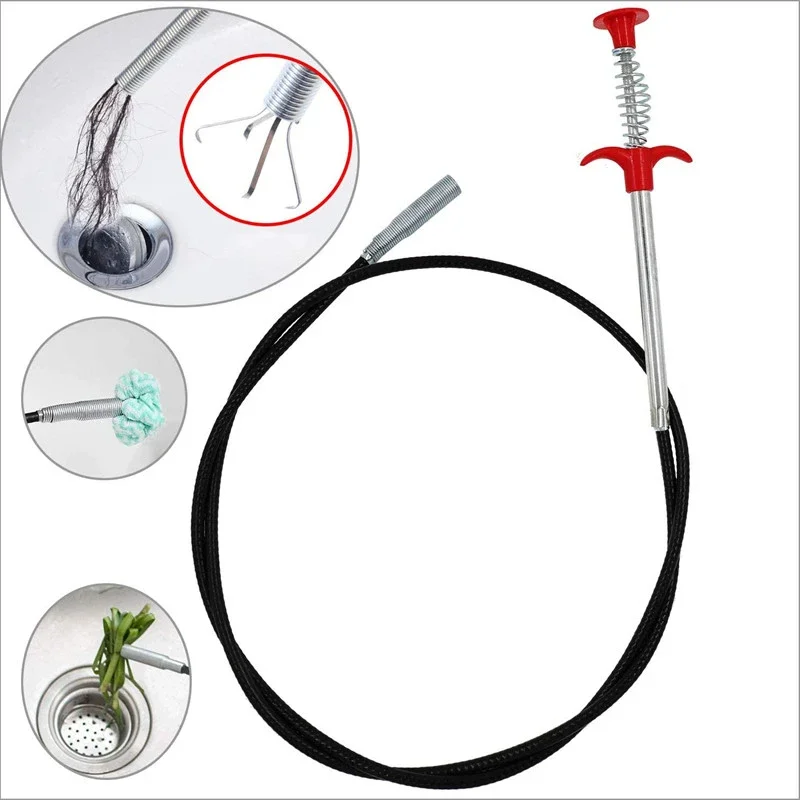 160cm four-claw pipe dredge toilet sewer unblocking anti-clogging tool retractable flexible claw reusable cleaner