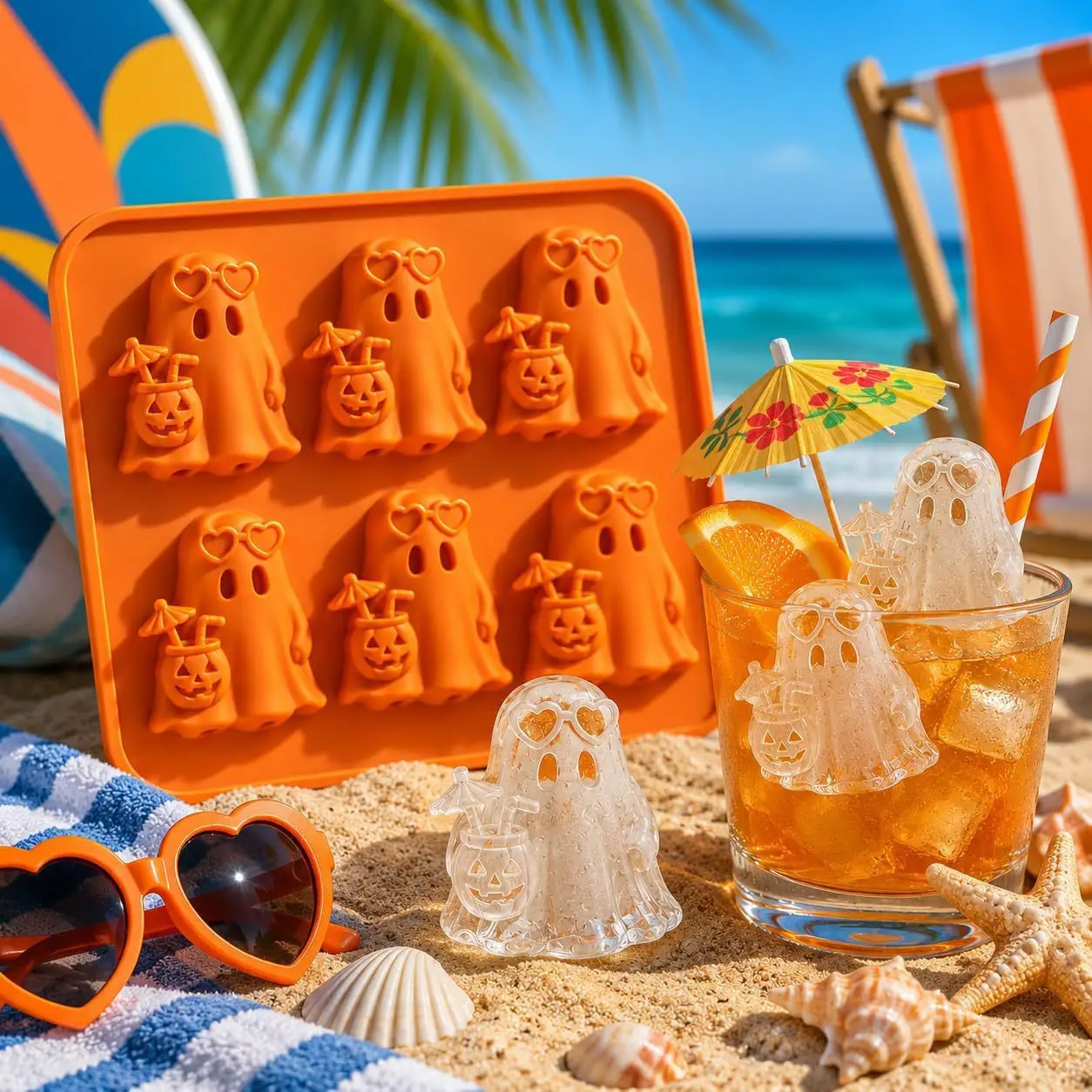 Ghost Silicone Ice Cube Tray Portable Halloween Party DIY Drink Chocolate Making Mold Gift