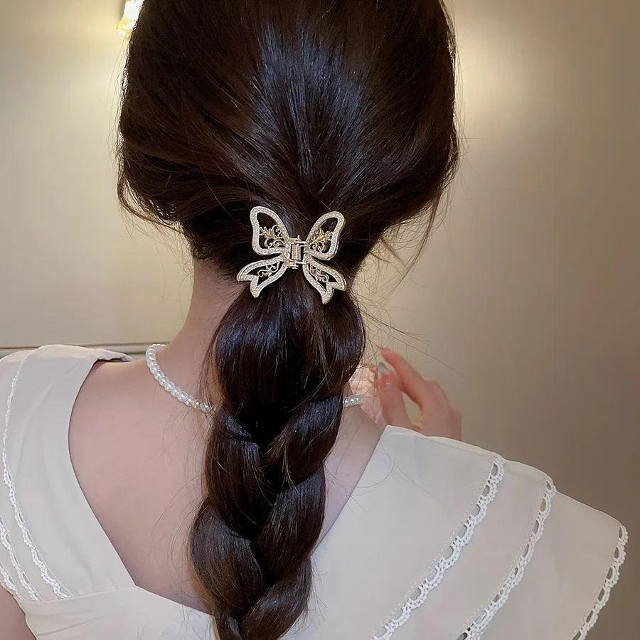 1/2 Stück Elegante Haarspange mit Imitationsperlen, Schmetterlings-Haarspange für Damen, kleine Haarspange für den Hinterkopf, rutschfeste Haarspange, Haar-Accessoires K – Detail 14