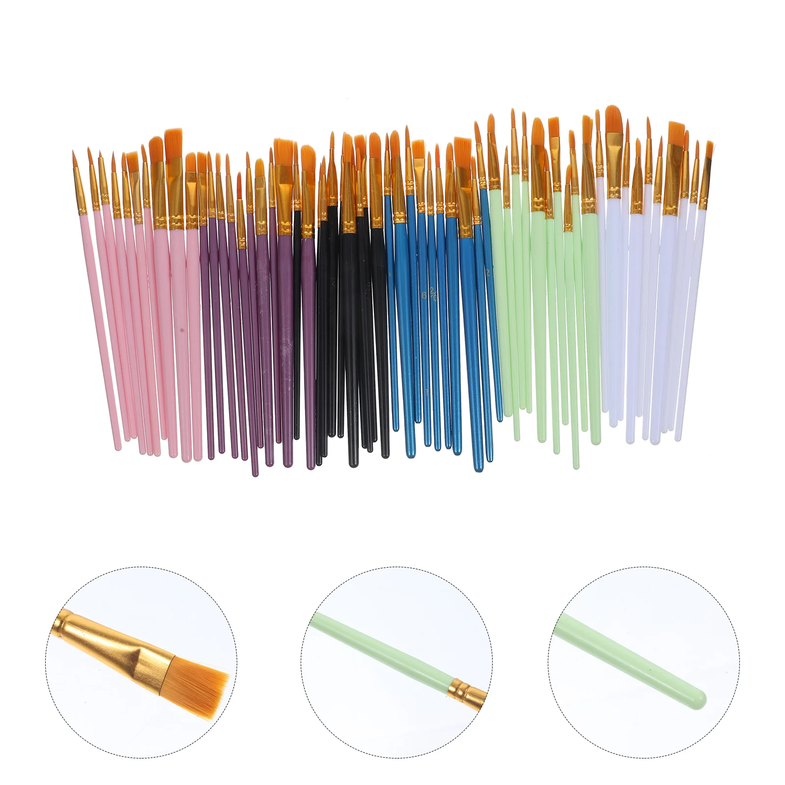 

60 Pcs Oil Paintbrush Professional Paintbrushes Flat Tips Major Painting Pens Accessories Supplies Plastic