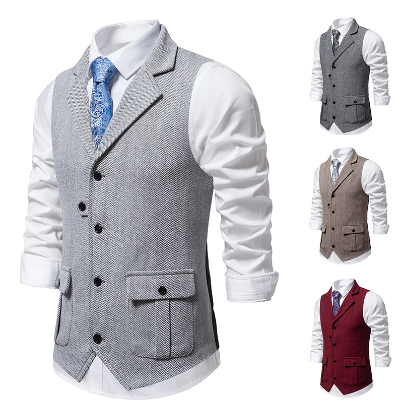 

Men's Suits Brought The Tweed Tooling More Pockets Suit Vest Coat Lapels Restoring Ancient Ways