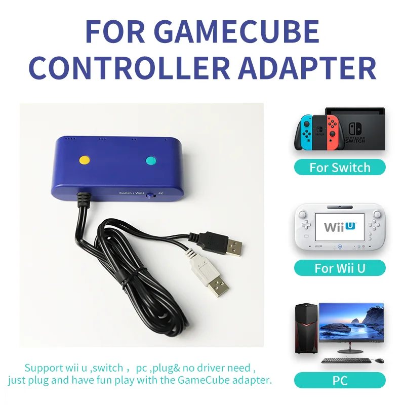 BlueRetro Controller Converter For NGC Gamecube Controllers Adapter for Nintend Switch /Wii U/PC 4 Ports With Turbo And Home Key