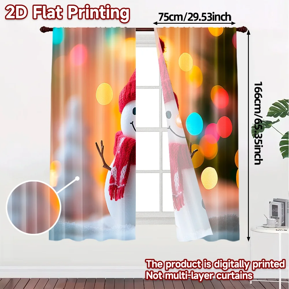 2pcs,Curtains Cute Snowman Christmas Bokeh (3) Minimalist Popular Curtains Fabric Curtains Decorations Outdoor Perfect for