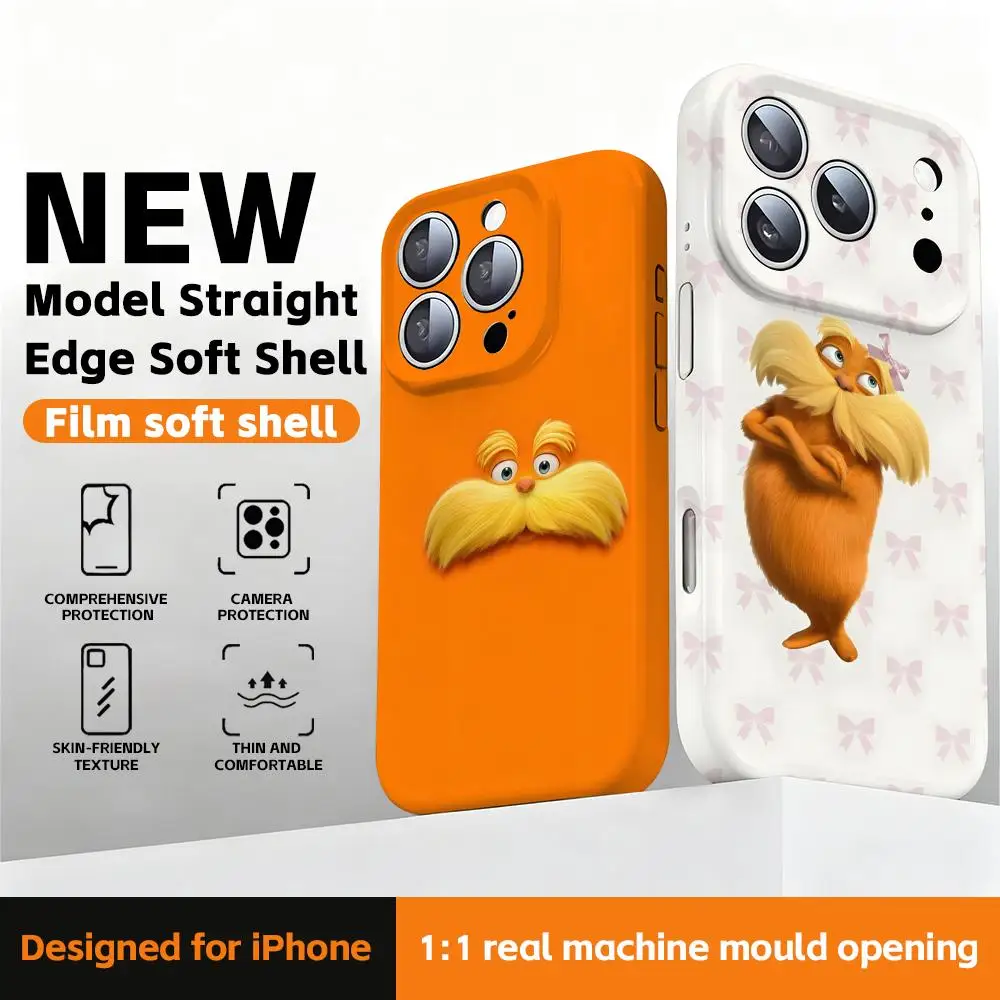 Чехол для телефона Cartoon T The Lorax с прямыми краями, пленка, глянцевая мягкая оболочка для iPhone 17, 16e, 16, 15, 14, 13, 12, Pro Max Plus