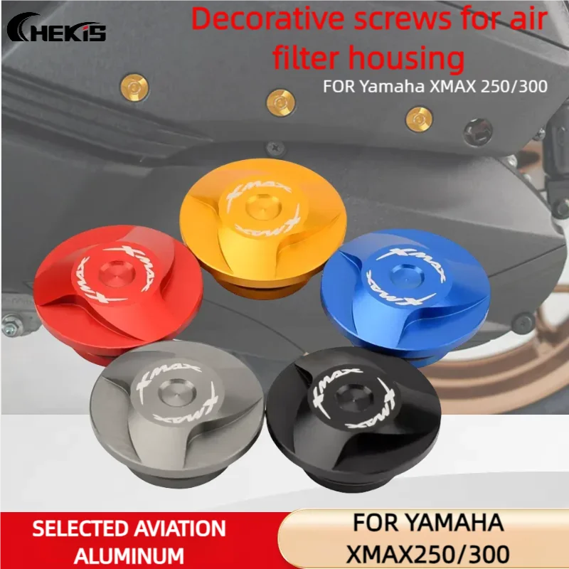 CHEKIS Genuine Motorcycle restoration Accessories For Yamaha 2017-2024 XMAX300 xmax250 Modified Air Filter Shell Decorative Screws Air Filter Outer Cover Embellishment Screws CNC Aluminum Alloy