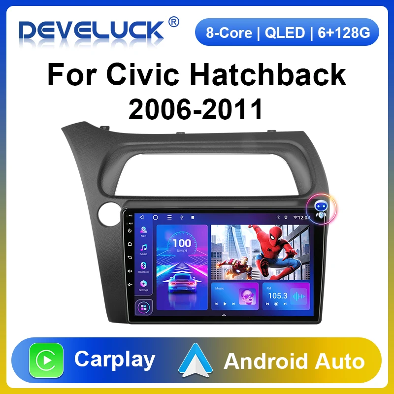 2 Din Android 11 Car Radio For Honda Civic Hatchback 2006-2011 Multimedia Video Player Navigation GPS 4G Carplay Auto Stereo RDS