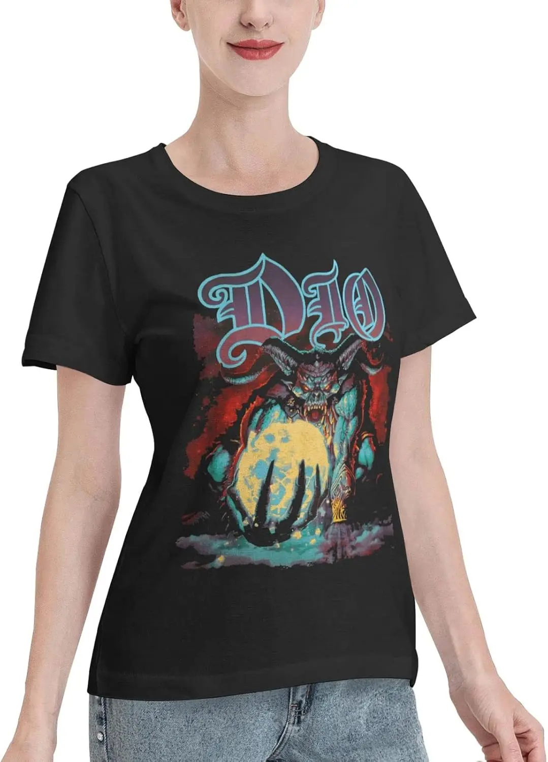 American Ronnie Rock James Singer Dio T-Shirt Womens Summer Tops