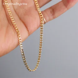 14K Gold Filled Curb Chain Necklace Boho Choker Dainty Chain Necklace Minimalist Jewelry Tarnish Resistant 3MM Chain Necklace