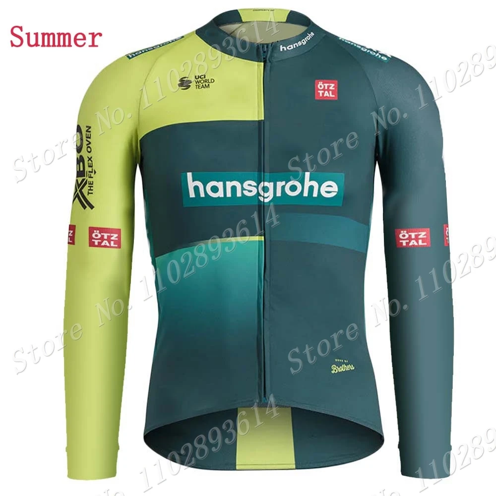 Winter Boraful Hansgrohe 2024 Team Cycling Jersey Set Long Sleeve Thermal Fleece Clothing Road Race Bike Jacket Suit MTB Ropa