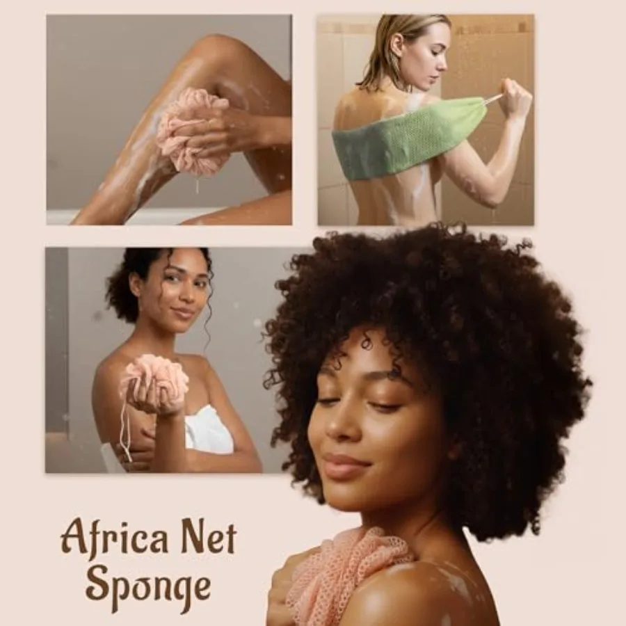 African Net Sponge Authentic with Knots - Exfoliating Washcloth Towel, Back Scrubber for Shower Bath, Exfoliating Body Scrubber view 6