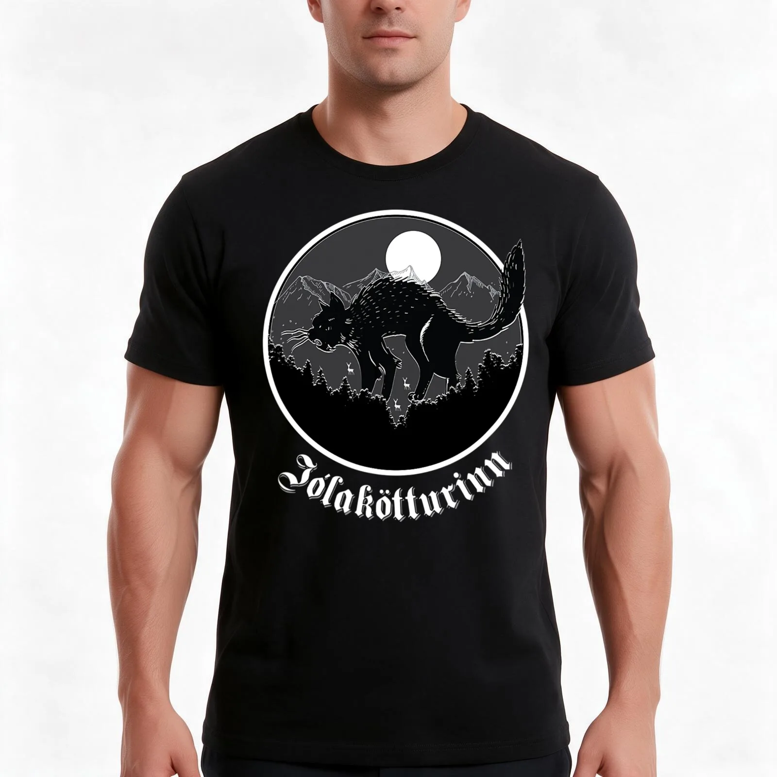 Yule Cat Jolakotturinn Icelandic Folklore Christmas T-Shirt, Summer Casual Cotton Tee, Oversized Streetwear Tops, 100% Cotton