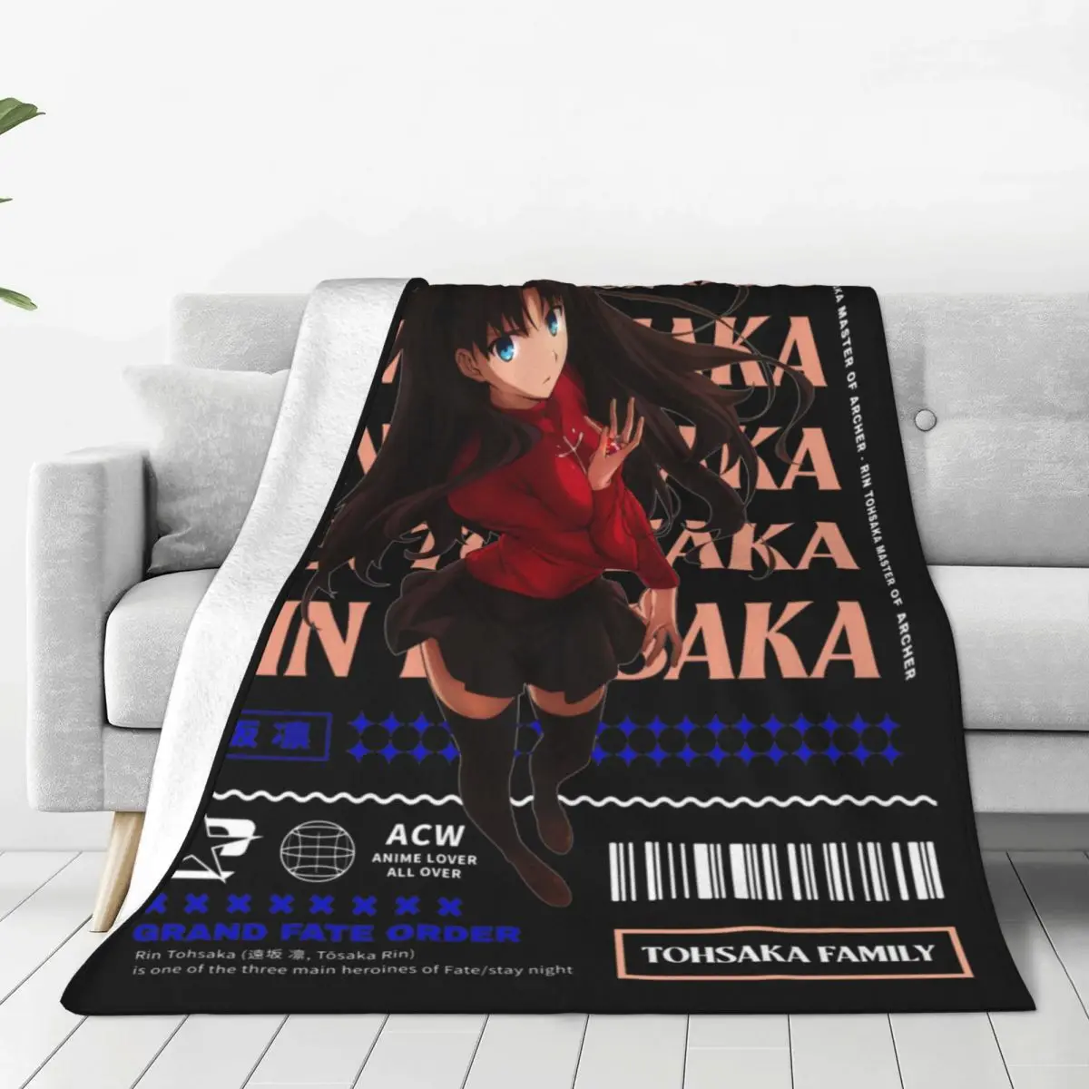 Fate Stay Night Game Rin Tohsaka Merch Blanket Fleece Decoration Sofa Fate/stay Throw Blanket Relax Ultra-Soft