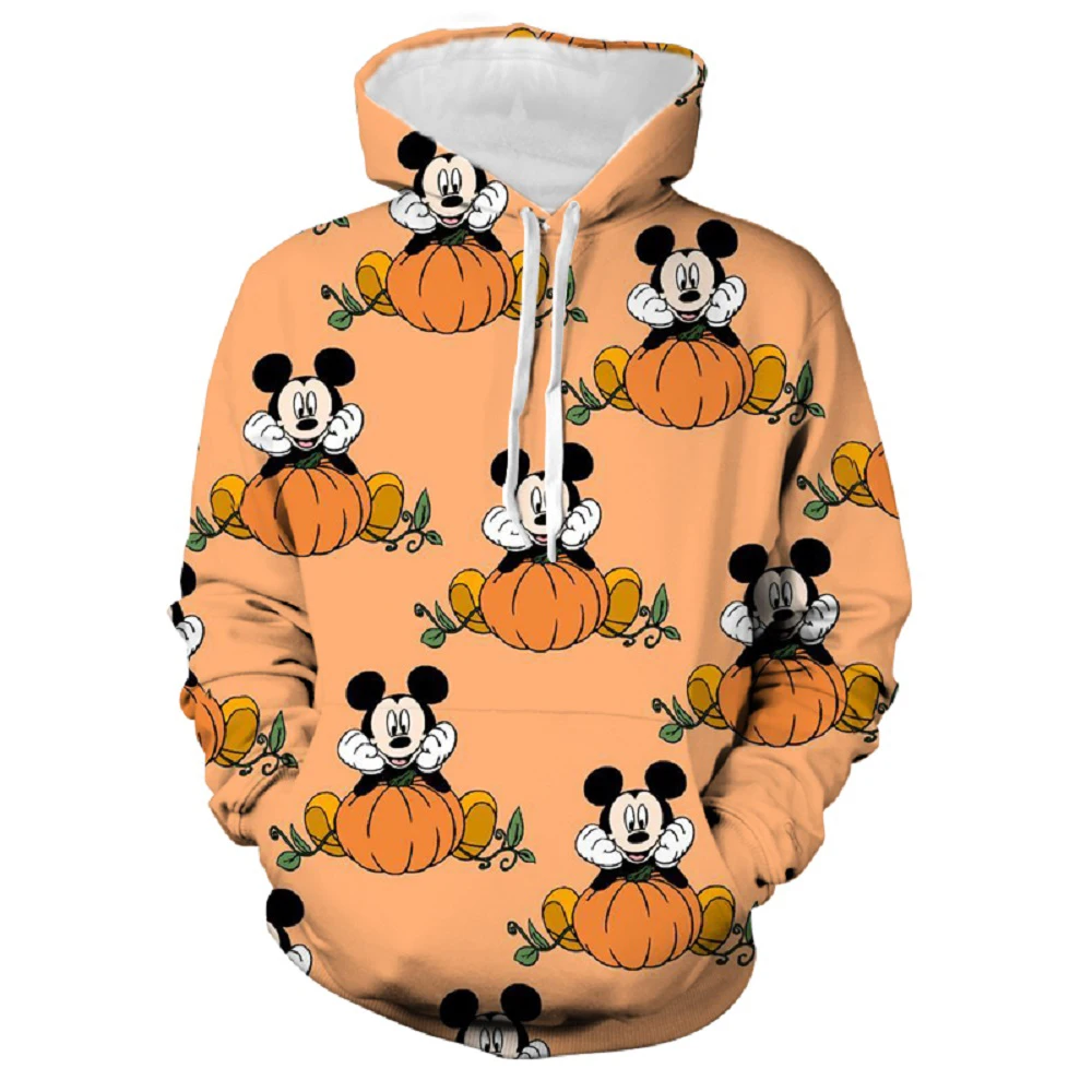 Disney Halloween Hoodie Autumn Men Women Cartoon Mickey Stitch Printed Hooded Clothing Fashion Coat With Hat Casual Streetwear