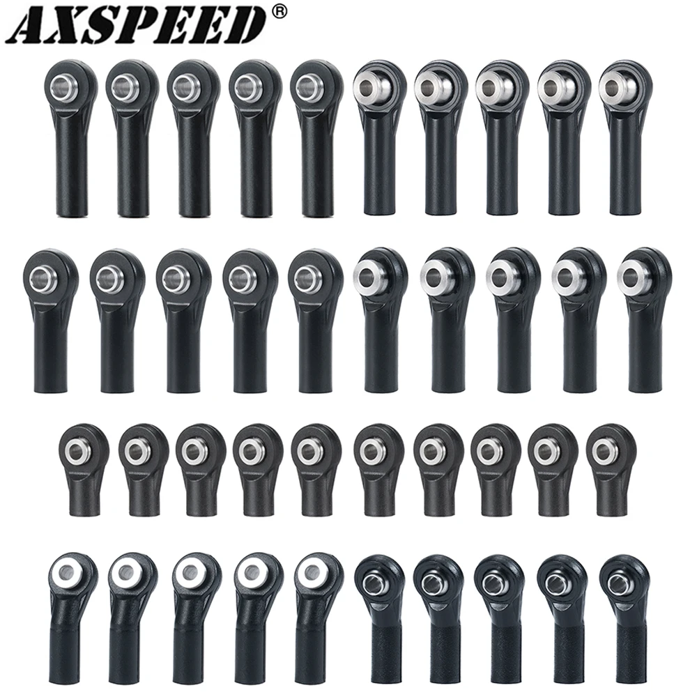 AXSPEED M3 Ball Joint Link Bar Rod End Plastic Ball Head Tie for Axial SCX10 90046 D90 TRX4 TRX6 1/10 RC Crawler Car