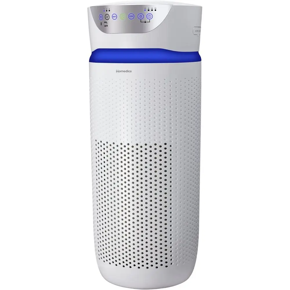 

Ультрафиолетовый очиститель воздуха 5-в-1 с HEPA-фильтром 360°, для помещений до 145 м², для спальни и дома, с насадками для эфирных масел, встроенный.