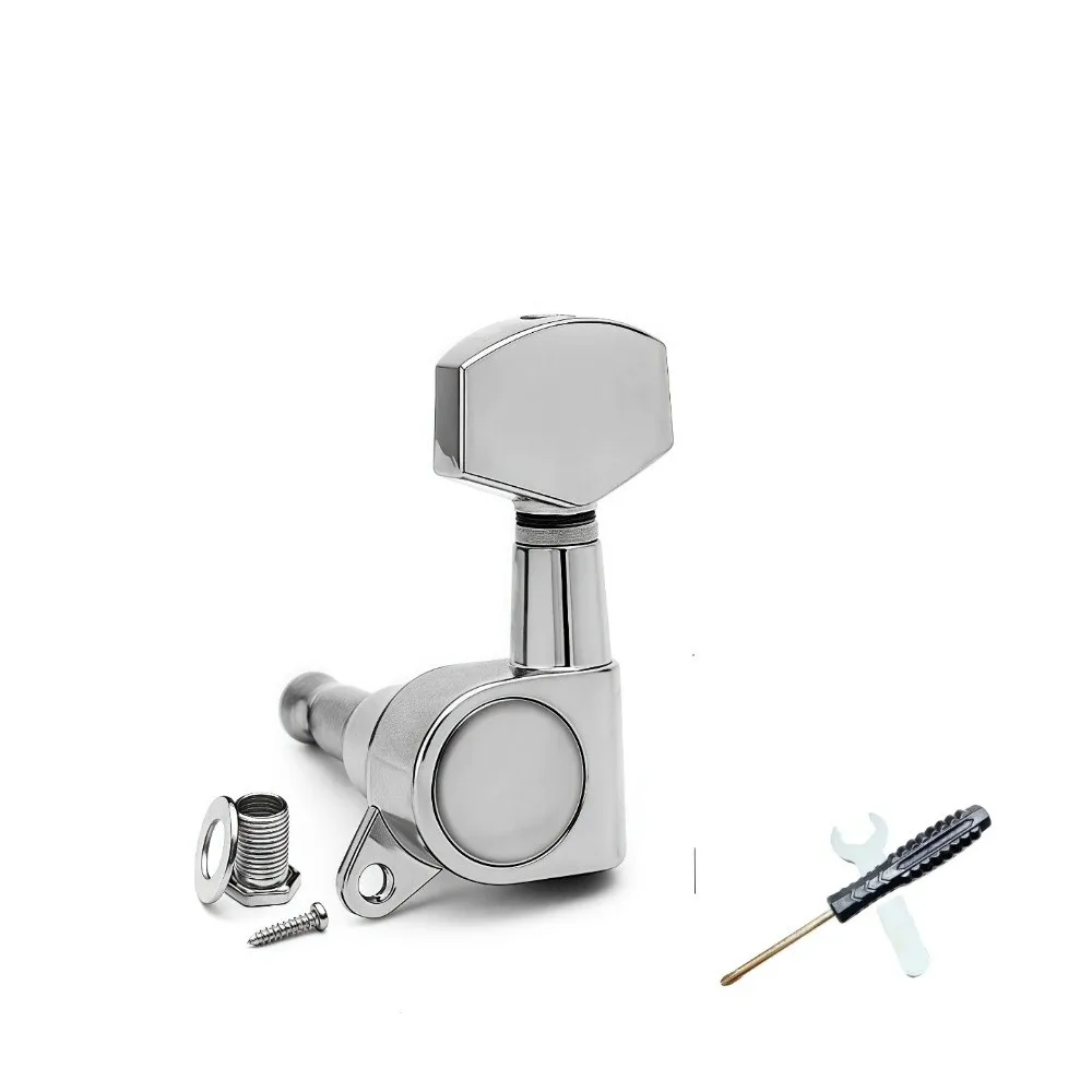 أوتاد ضبط سلسلة الجيتار المعدنية مغلقة تمامًا مقبض رأس الآلة موالف الجيتار 3L3R تكوين مفاتيح موالف الجيتار الكلاسيكي #3