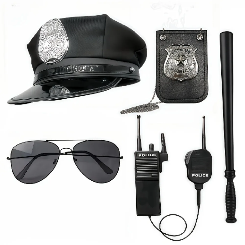Special police party dress up sunglasses, police baton, special police helmet, headset and other accessories Role Play Fun Props