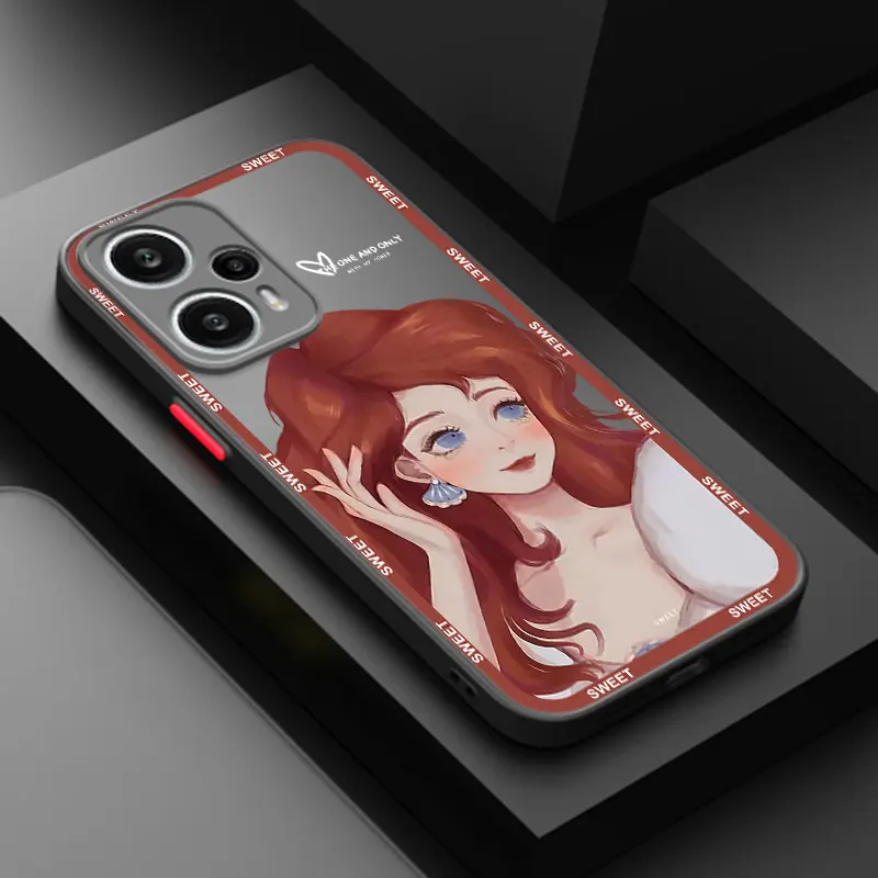 Disney Pretty Princess Frosted Phone Case For Xiaomi 10T 11T 12T 12X 12S POCO F3 X3 GT X4 NFC M3 M4 X4 Pro F4 F5 X5 C31 C40