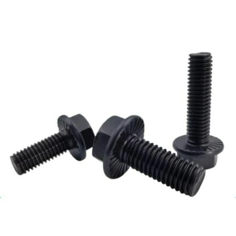 4~40pcs 304 Stainless Steel Black Serrated Flange Hex Bolt External Hex Head Anti Slip Screw with Washer M4 M5 M6 M8 M10 M12