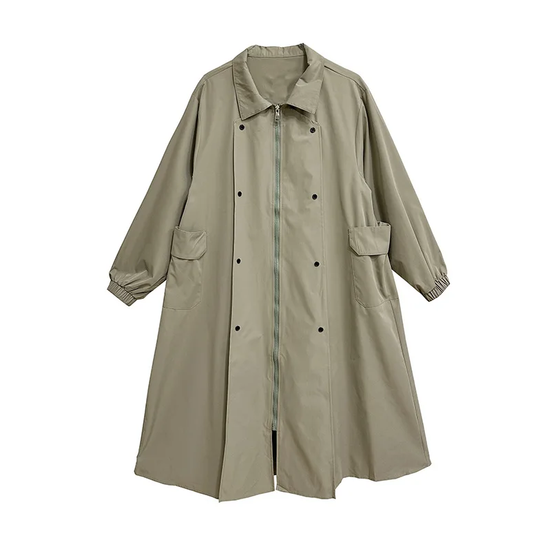 

Autumn and winter long women's jackets, fashionable high-end lapel workwear windbreakers, loose casual women's clothing