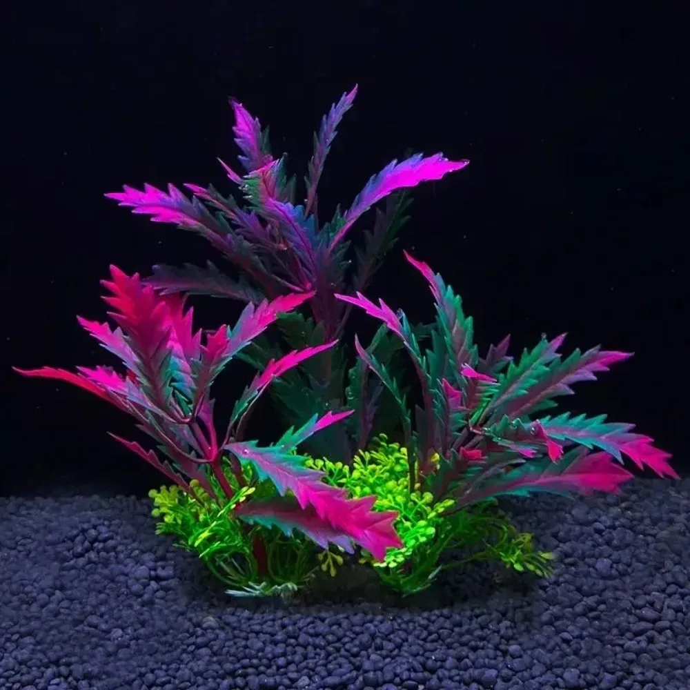 2pcsFish TankOrnament Plant Aquarium Artificial Decor Plants Simulation Water Grass Fish Bowl Plastic Weeds Decoration 5.5 inch