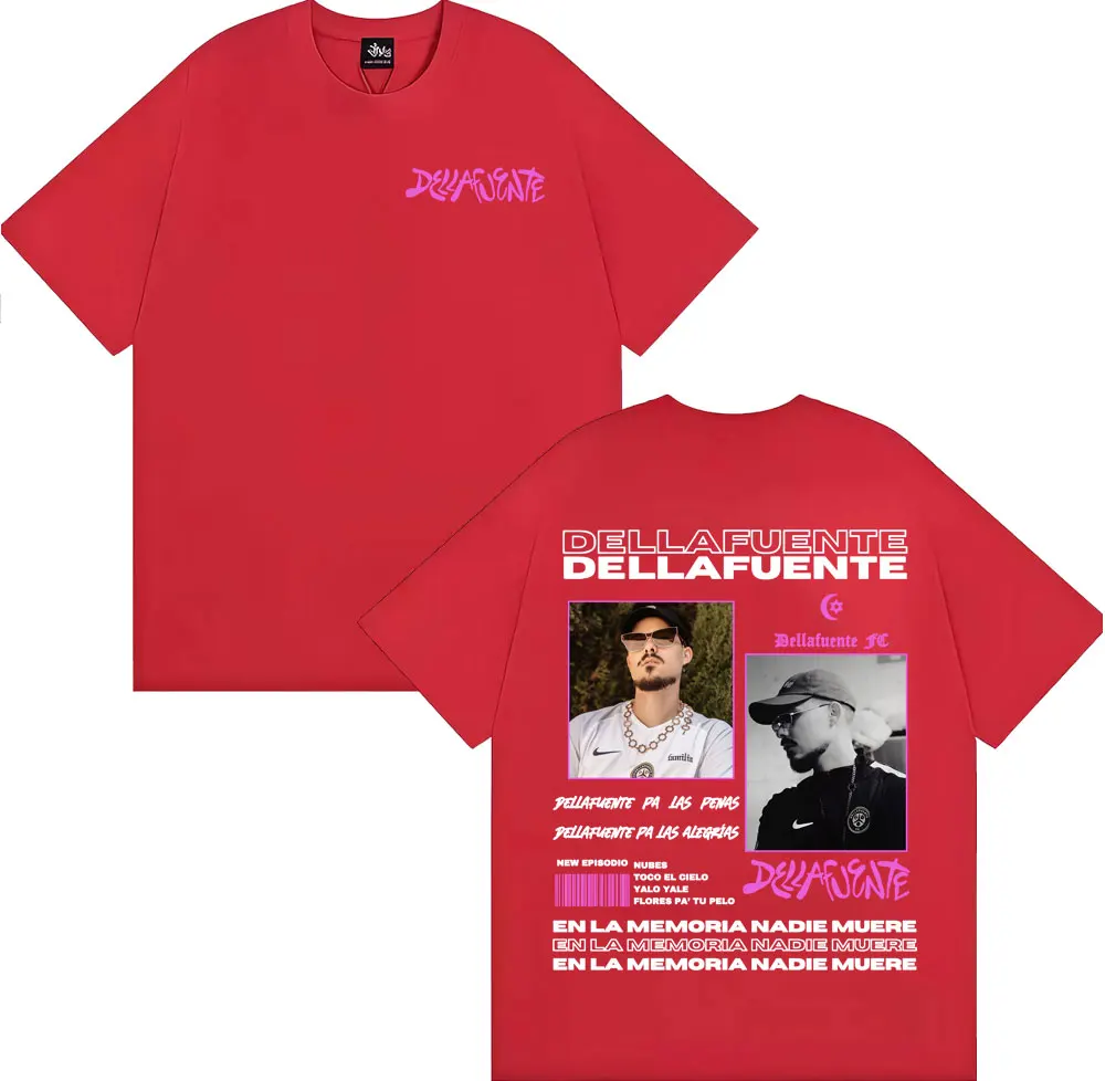 مغني الراب Dellafuente جولة غطاء الجرافيك تي شيرت الرجال النساء خمر موضة الهيب هوب الشارع تي شيرت عادية الراحة المتضخم تي شيرت #5