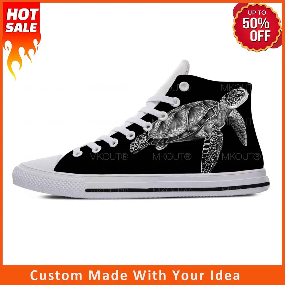 Ocean Hawaiian Animal Tribal Sea Turtle Tattoo Casual Cloth Shoes High Top Comfortable Breathable 3D Print Men Women Sneakers